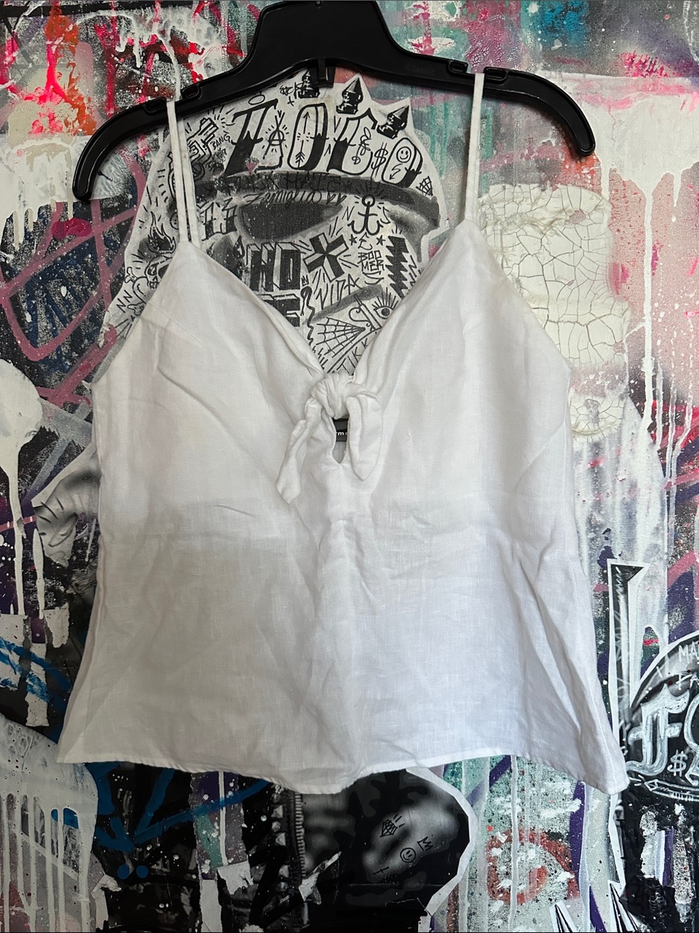 Reformation White Linen Knot-Front Linen Cami